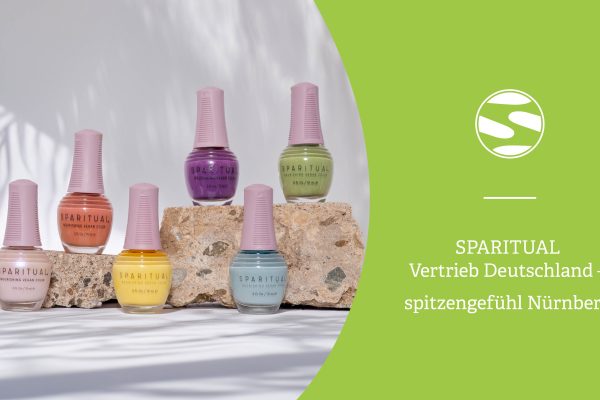 Sechs SPARITUAL Pflegelacke in verschiedenen Farben – vegane Nagelpflege ohne Parabene und Formaldehyd, erhältlich bei spitzengefühl